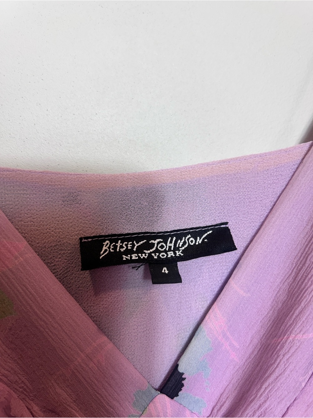 Betsey Johnson New York Black Label 90s 
Silk Lilac Floral Dress - Picture 6 of 8